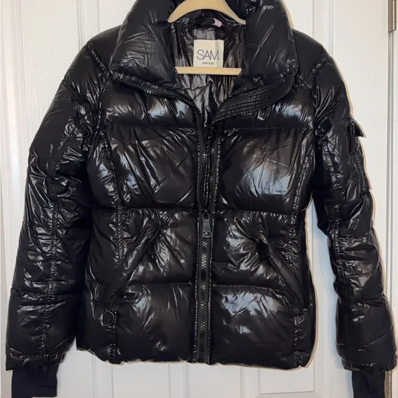 SAM. Shiny Black Puffer Jacket - Picture 4 of 6